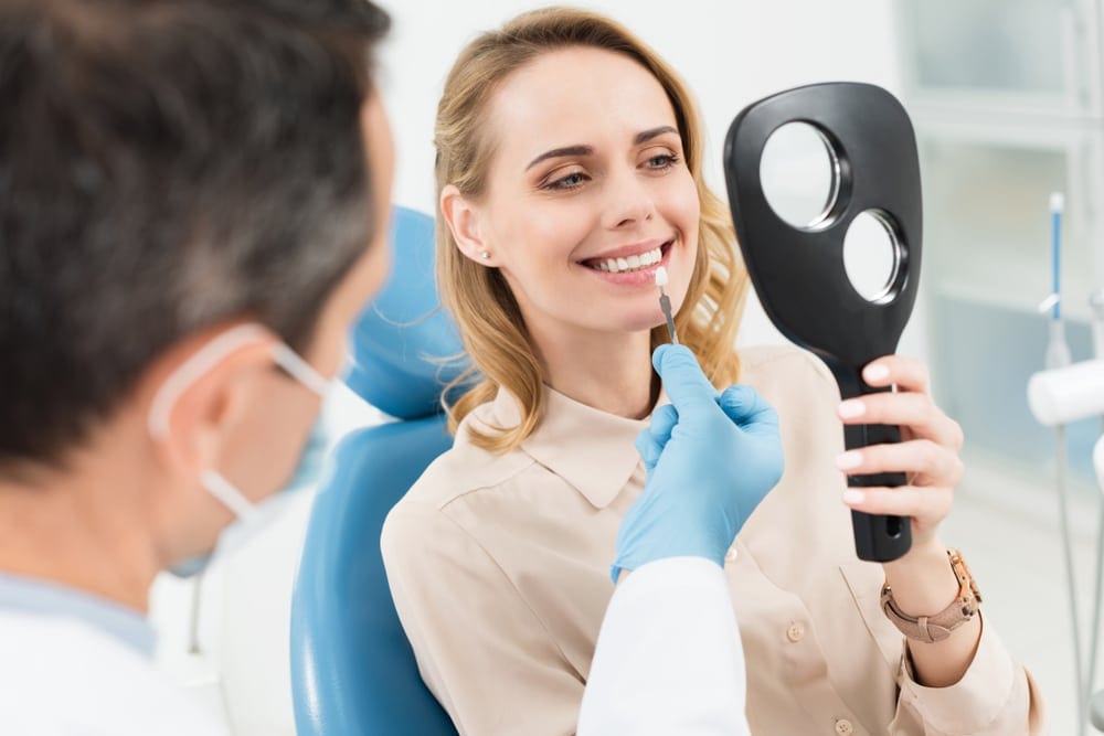 Female having dental checkup