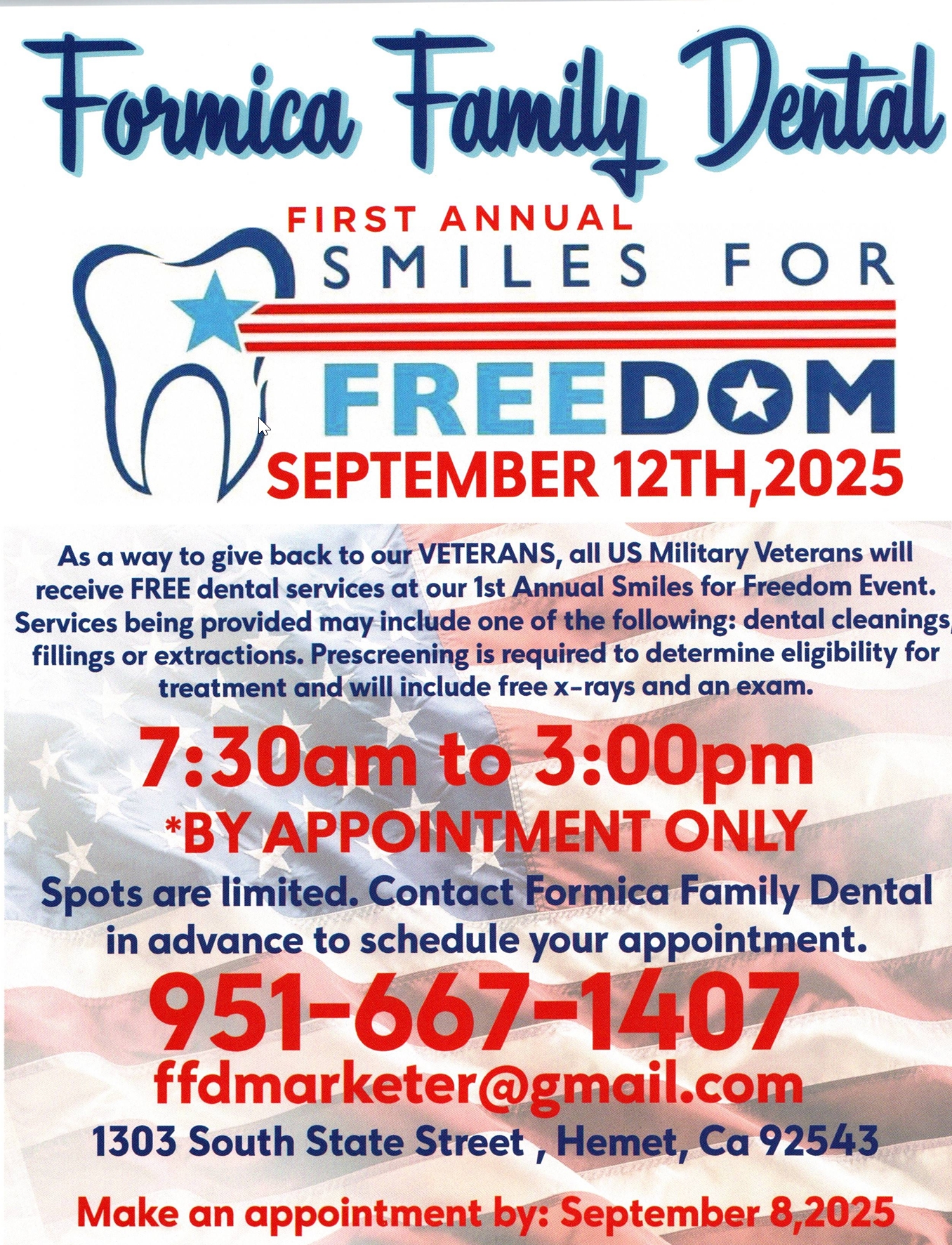 free dental services for veterans - Hemet Ca